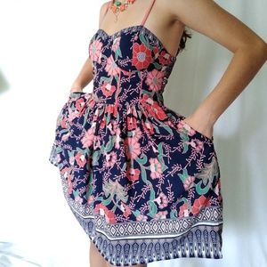 Band Of Gypsies Coral Corset Mini Dress